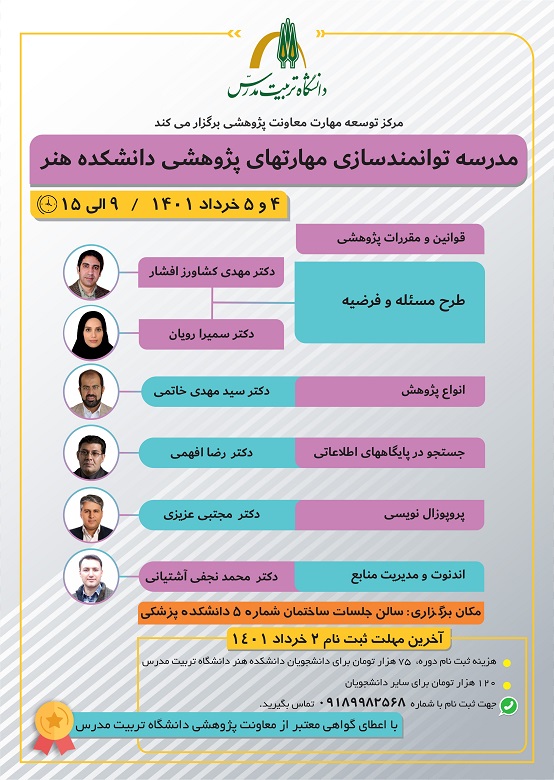 برگزاری مدرسه توانمندسازی مهارتهای پژوهشی دانشکده هنر